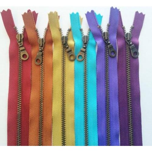 228 PCS/LOT YKK Vintage METAL Zipper 7 Inches FOR Leather Handbag Pants CLOSE END COLLAR Sewing Accessories ART DIY Wholesale