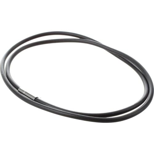 3mm Black Rubber Cord Necklace with Stainless Steel Closure - 24 Inch
