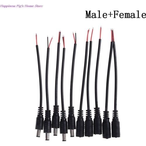 5/10pcs 12V DC Power Plug Male And Female DC Connector Cable For Led Strip Light 3528 5050 Power Supplies Female Plug 5.5X2.1mm