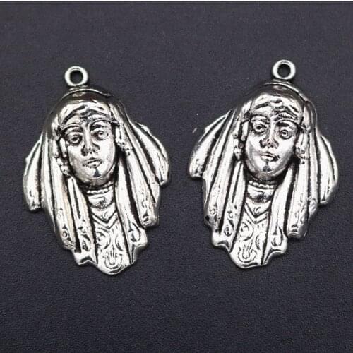 WKOUD 8pcs Silver Color Retro Girl Image Charm Necklace Bracelet DIY Metal Jewelry Alloy Pendants A1635