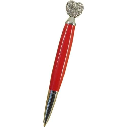 ACMECN Heart Shaped Crystal BallPoint Pen Novelty Design for Womens Gifts Retractable Mini Pocket size Korea style Metal Pens