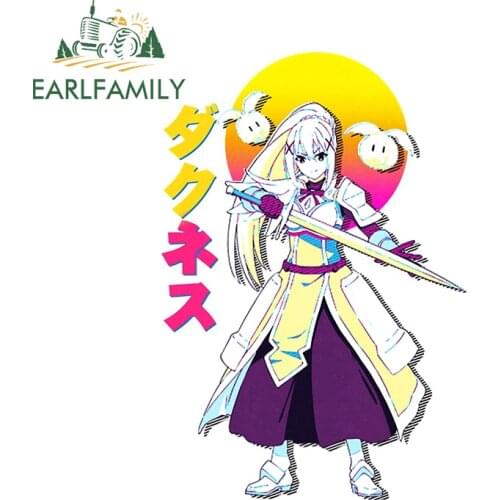 EARLFAMILY 13cm x 9cm For Darkness Konosuba Anime Vaporwave Car Stickers Car Accessories Creative Decal Sunscreen Graphics