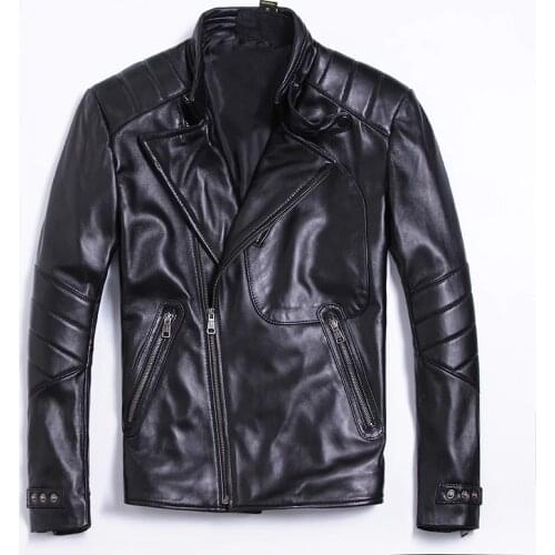 Free shipping.2020 classic style,Plus size soft sheepskin leather Jacket, mens genuine Leather jacket.man bikers slim coat