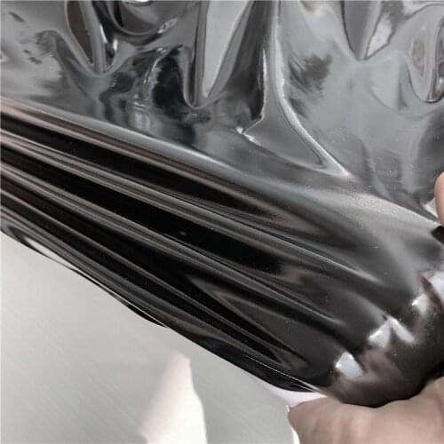 145cm*100cm black shiny leather Shiny knit high stretch PU imitation leather Mirror leather cloth waterproof clothing fabric