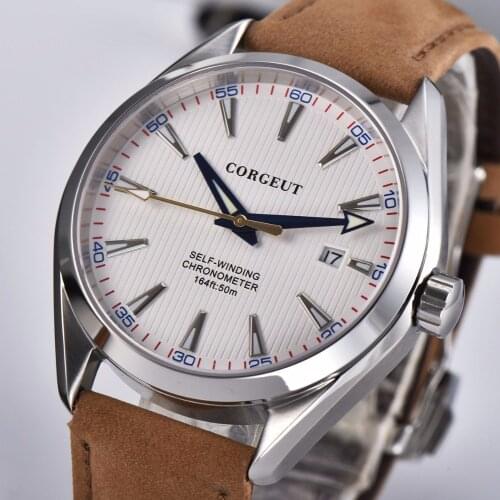 Luxury Corgeut Automatic Watch Mechanical Men Leather Wrist Watches sapphire waterproof sport Casual Self Wind male Clock 3021B