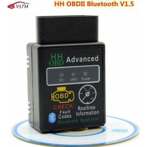 2021 New HH OBD2 ELM327 Bluetooth V1.5 OBDII Car Engine Check Auto Diagnostic Scanner Tool Adapter For Android PC Code Reader