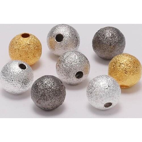 100Pcs 4-12mm Gold Color Round Copper Spacer Beads Frosted Ball End Seed Beads for Necklace Bracelet Jewelry Findings Making