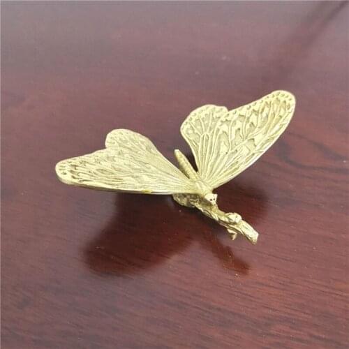 1pc Brass Retro Butterfly Shaped Handles Nordic Wardrobe Door Cabinet Shoe Cupboard Knob Single Hole Furniture Handle