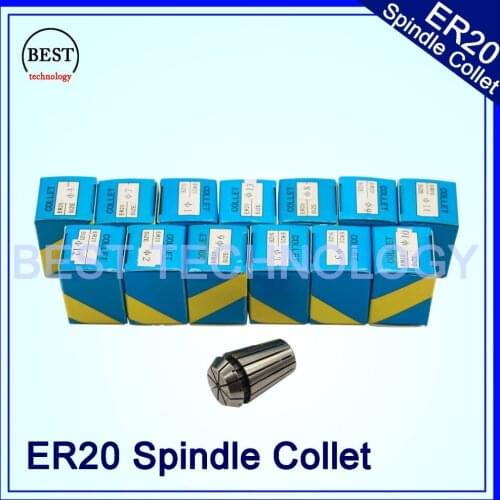 ER20 collet chuck set 14pcs from 1 mm to 13 mm for CNC milling lathe tool and spindle motor