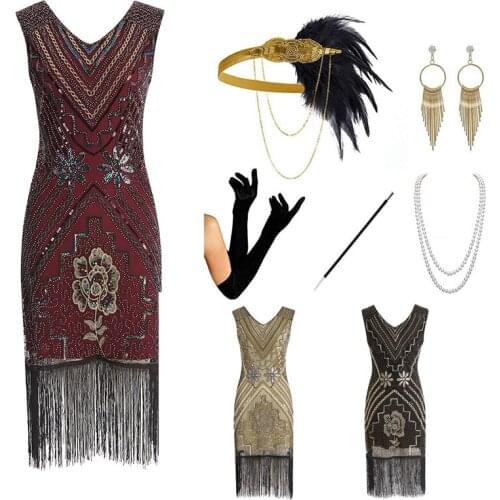 New 1920s Retro Flapper Dress Sequin Fringe Latin Dance Clothes Vintage Great Gatsby Party Dress Lady Tassel Costumes DQL4230