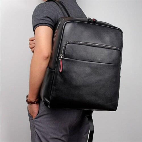 Nesitu New High Quality Black Nappa Genuine Leather Women Men backpacks Female Male Travel Bags Large Capacity Roomy M2753