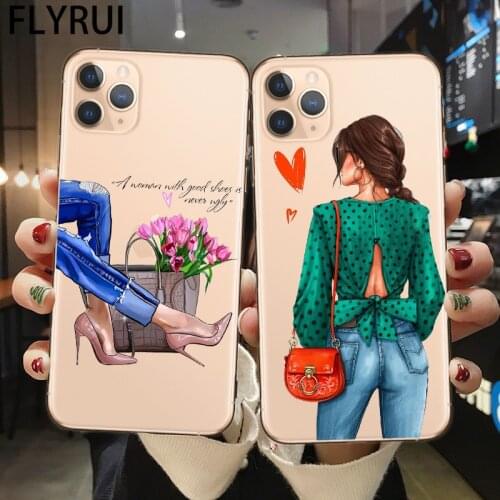 For Transparent iPhone 12 11 Pro Case 6 6S 7 8 Plus X XS Max Fashion Women for Cover iPhone XR Case Soft TPU for iPhone 11 Case