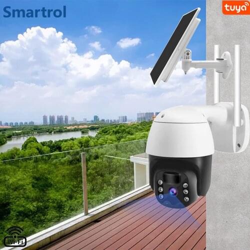 Waterproof Solar Panel Outdoor Security Rechargeable Battery Powered PTZ WiFi HD Color Night Vision Camera Smart Home Surveillan