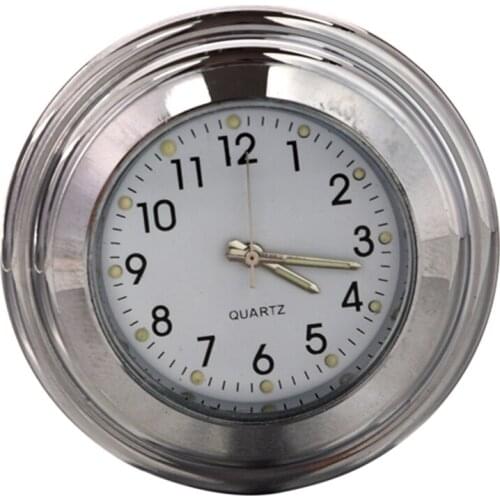 Waterproof Motorcycle Accessory: 7/8 "Motorcycle Bike Handle Mount Time Watch Silver + White