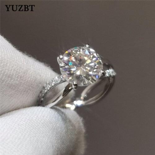 YUZBT Women 925 Silver 1 Carat Excellent Cut Gemstone Diamond Test Past D Color Moissanite Twist 4 Claws Ring Wedding Jewelry