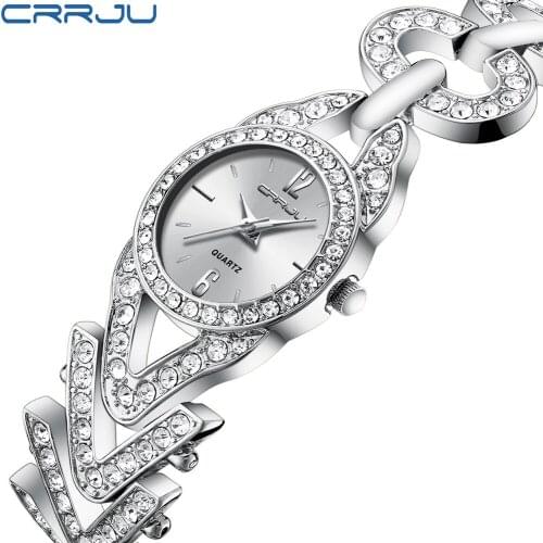 CRRJU 2208 Women Watch Bracelet Watch Fashion Diamond Luxury Waterproof Stainless SteelLadies Watch