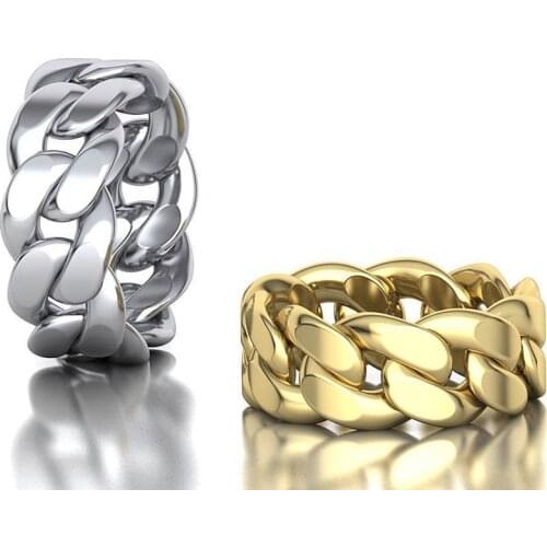 Fashion Jewelry Hollow Twist Design Golden Plated Rings Creative Iron Chain Shape Punk Gothic For Women Rock Party Accessories