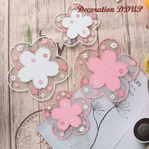 1PC Japanese Sakura Insulation Table Mat Home Office Non-slip Anti-scalding Tea Cup Mat Coffee Cup Mat