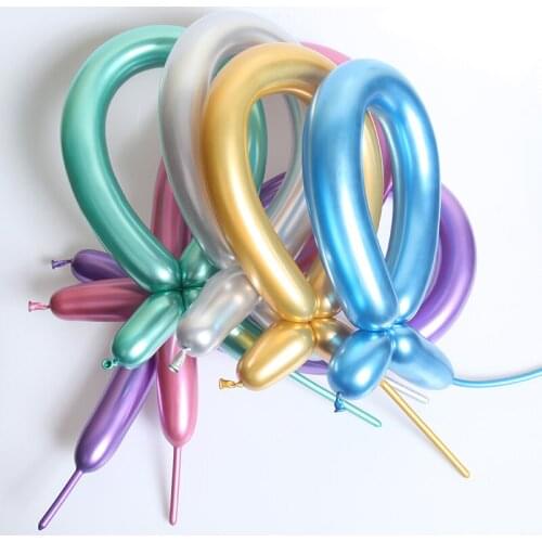 10/100pc Strip Metal Long balloons Shiny Chrome Tying Twist latex Balloon Birthday Wedding Party decoration for Childrens Party