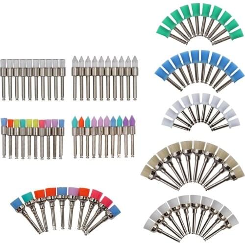 100pcs Dental Polisher Brush and Polishing Cup Coloful Prophy Rubber Brush Head Color Mixed Dentist Lab Tool Material