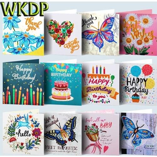 12pcs 5D DIY Diamond Painting Embroidery Kits Mosaic Rhinestones Flowers Greeting Birthday Card Christmas New Year Gift