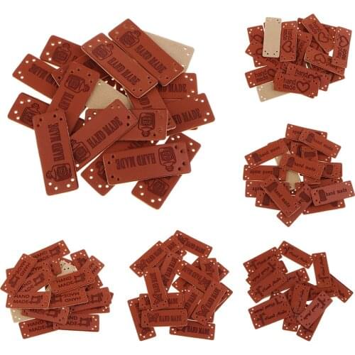 20Pcs Handmade Leather labels Tag with Holes for Knitted Products Sewing Craft DIY Embellishment Knit Apparel Accessories