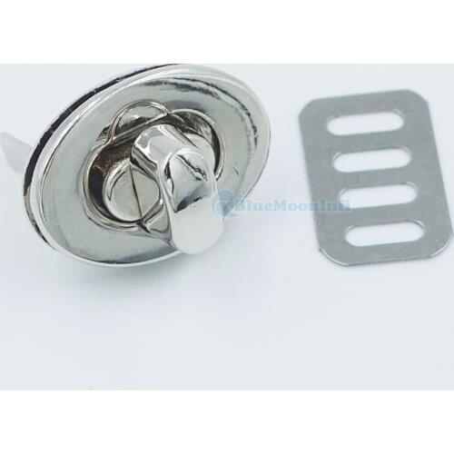 5 Sets / Lot Metal Turn Button Latch Closure Nickel Use for Catch Tuck Leather Purse Bag hangbag Round