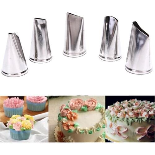 5Pcs/Set Rose Petal Metal Cream Tips Cake Decorating Tools Icing Piping Nozzles Pastry Tip Cake Cream Decorating Cupcake Tools
