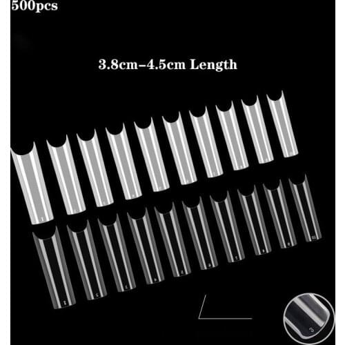 500Pcs False Nail Tips with (0#-9#)10Sizes Nail Tips C Curved French Acrylic Fake Nails Natural ABS Artificial Nail Art Tips