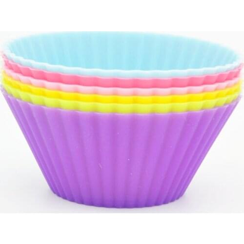 6 Pcs/lot Silicone Cake Mold Food Grade Round Shaped Muffin Cups Cupcake Pan Cake Baking Tools