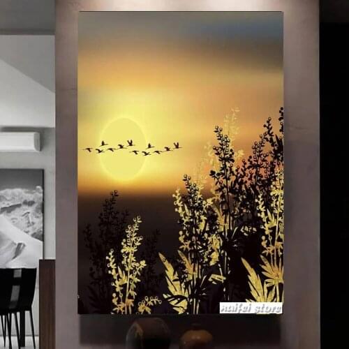 Diamond Embroidery At sunset Cross Stitch Diamond Mosaic Landscape Picture Of Rhinestone Art Painting Beaded Wall Art