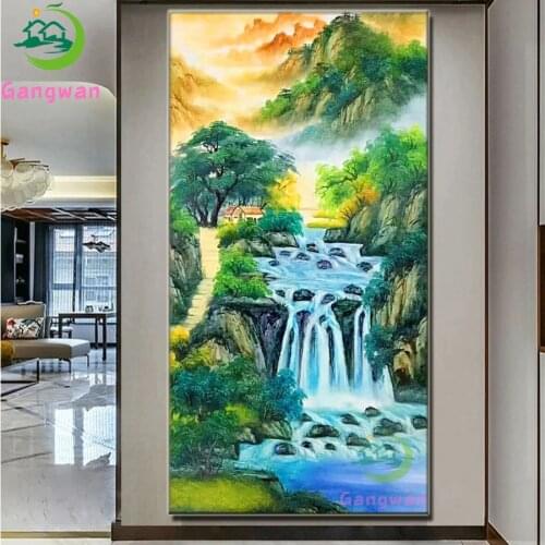 Diamond Painting Full Square Diamond "waterfall landscape painting" Embroidery Cross Stitch large size 5D DIY Mosaic Decor decor