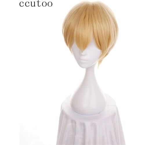 Ccutoo 30cm Light Golden Short Straight Synthetic Hair yamanbagirikunihiro Wigs For Mens Halloween Party Cosplay Costume Wigs