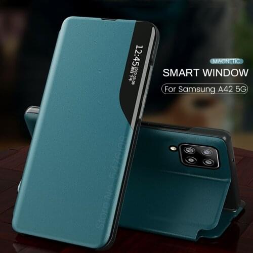 PU Leather Smart Window View Magnetic Flip Covers Case For Samsung Galaxy A42 A 42 5G SM-A426B 6.6'' Book Stand Coque Fundas