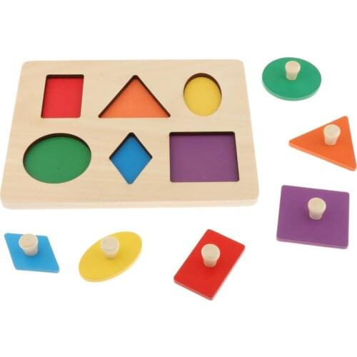 Kids Wooden Puzzle Toy Learning Color Shape Toy Kindergarten Recognition Geometric Board for Boys Girls
