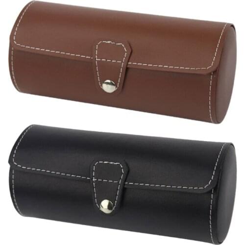 3 Slots Watch Roll Travel Case Chic Portable Vintage Leather Display Watch Storage Box with Slid in Out Watch Organizers