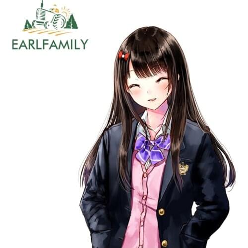 EARLFAMILY 13cm x 9.5cm For Girl Anime Personality Car Sticker VAN Car Body Decal Windows Graffiti Sunscreen Occlusion Scratch