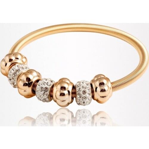 Retro Elastic Exaggerated Spring Lantern Bracelet Women,Personality Easy-match Golden Bracelets for Women Pulseras Hombre BLE500