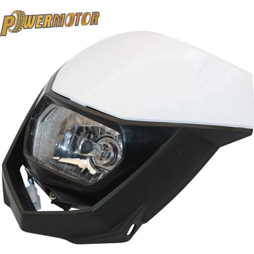 PowerMotor 35W Headlight Fairing White Off Road H4 Motorcycle Headlight Headlamp Streetfighter Enduro For Yamaha YZ YZF WR WRF