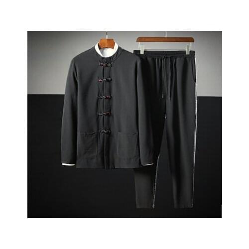 Chinese martial arts suit mens baseball uniform wind button buckle shirt retro wind large size trend autumn thin coat