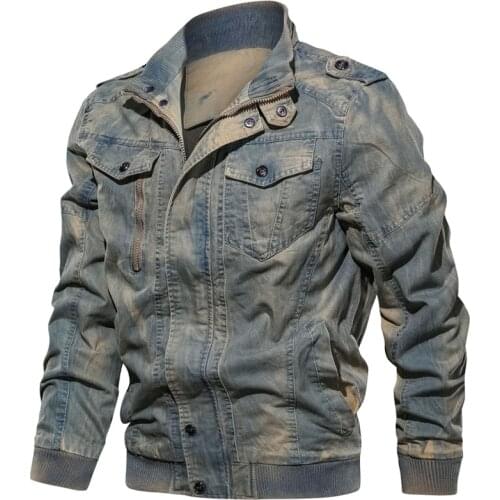 Nice Pop Jacket Men Streetwear Washed Cotton Casual Military Jackets 6XL Mens Denim Coats jaqueta masculino male chaqueta hombre