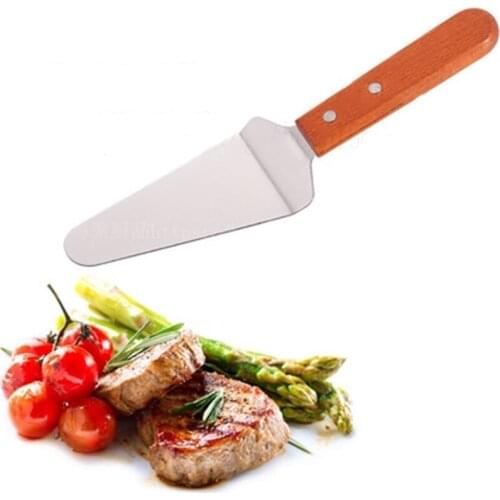 Wooden Handle Stainless Steel Shovel Western Steak Pizza Cheese Knife Shovel Family Kitchen Practical Multipurpose Baking Tool