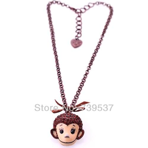 Fancy Crystal Spacer Lovely Monkey Necklace