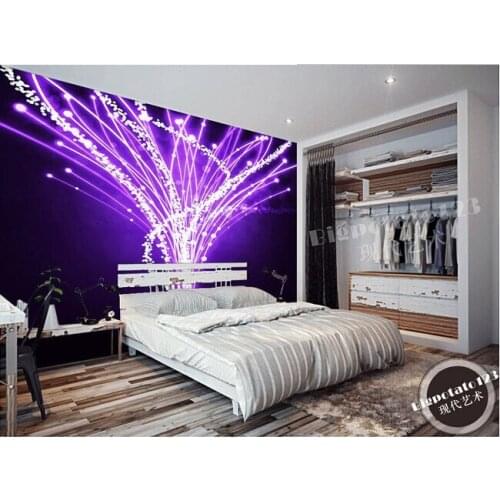 The latest custom 3D murals, purple fantasy dynamic line abstract wallpaper, KTV bar background wallpaper papel de parede