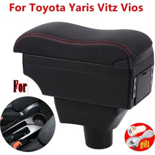Armrest Box For Toyota Yaris Vitz Vios 2011-2017 Dual layer Large space Central Store with cup holder ashtray USB Charging