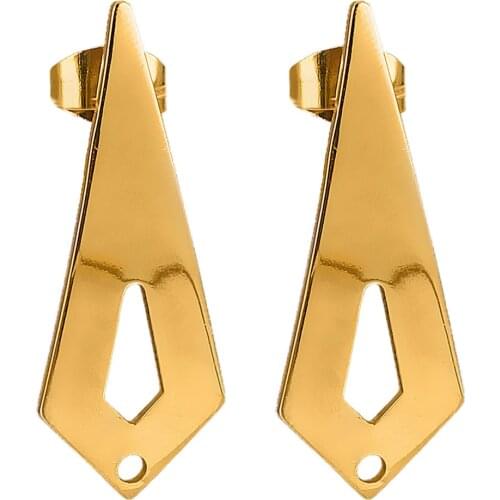10pcs/lot Triangle Stainless Steel Gold Plated Arrow Ear Post Stud Earrings for DIY Dangle Earring Jewelry Making Accessories