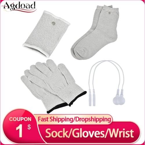 Conductive Silver Fiber EMS Gloves Socks Wrist Brace Electrode Therapy Body Muscle Stimulation Electrotherapy Physical Therapy