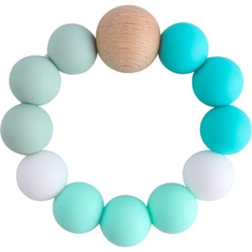 Rainbow Silicone Teething Bracelet Baby Teether Nursing Chew Beads Rattles Toys 63HE