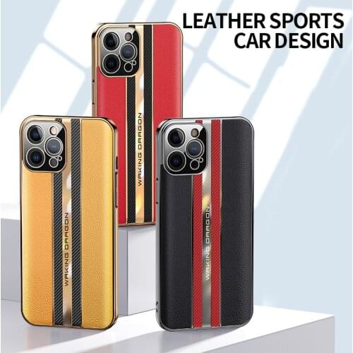 Luxury Shockproof Camera Lens Protection Plating Leather Phone Case For iPhone 12 Pro Max Cellphone Back Cover Fundas Coque Bags