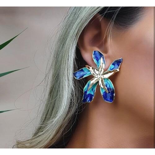 Docona Bohemia Colorful Flowers Stud Earrings for Women Elegant Pearl Geometric Metal Girl Summer Jewelry Accessories серьги